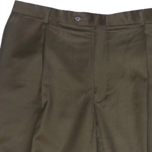 Barry Bricken Men’s Wool Dress Pants 36x31 Brown Gabardine Flat Front - Picture 1 of 6